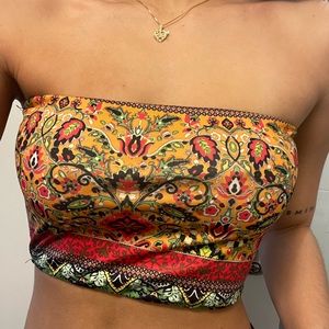Strapless boho crop top